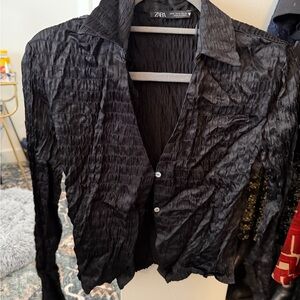 Zara Textured Black Shirt
